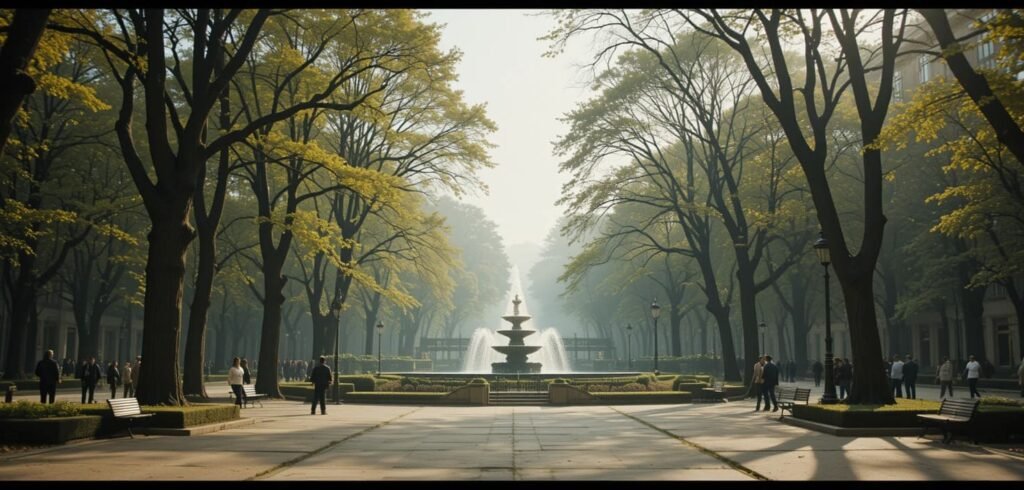 Imagen: Vista del Parque de las Delicias en Valladolid, representando las amplias zonas verdes y el ambiente familiar y tranquilo del barrio de Delicias, ideal para familias y compradores primerizos.