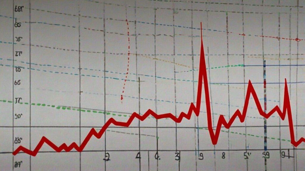 Imagen: Un gráfico de líneas que muestra un límite de presupuesto con una línea roja horizontal, representando el consejo de conocer tus límites financieros en la negociación de la compra de vivienda.