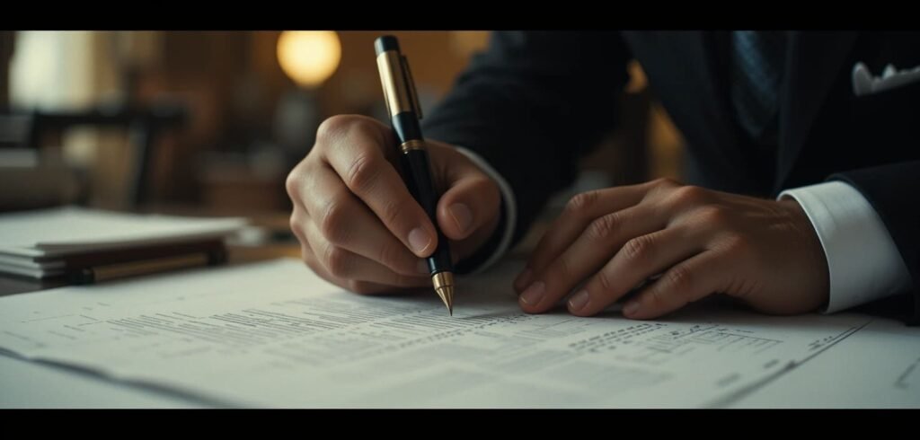 Imagen de una mano firmando documentos representando el Paso 8 de la guía: Finaliza la Hipoteca y Prepara la Documentación para la Firma